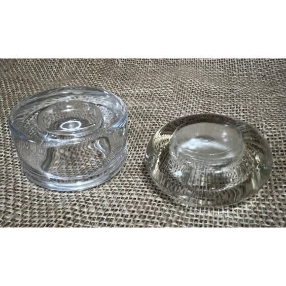 Set Of 2 Vintage Clear Glass Candle Stick Holder Votives Round Design For Home D - Picture 7 of 7